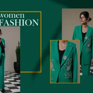 Women's green suit with jewels
