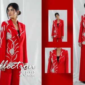 Women's red suit with jewels
